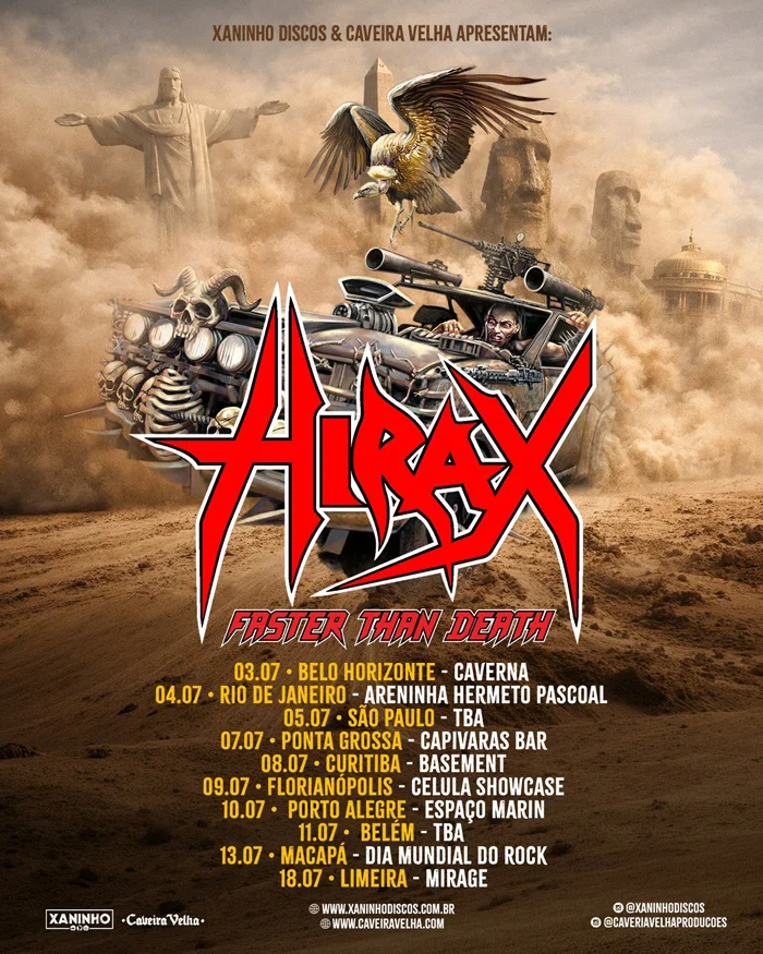 Hirax anuncia turnê brasileira com 10 datas em julho de 2026